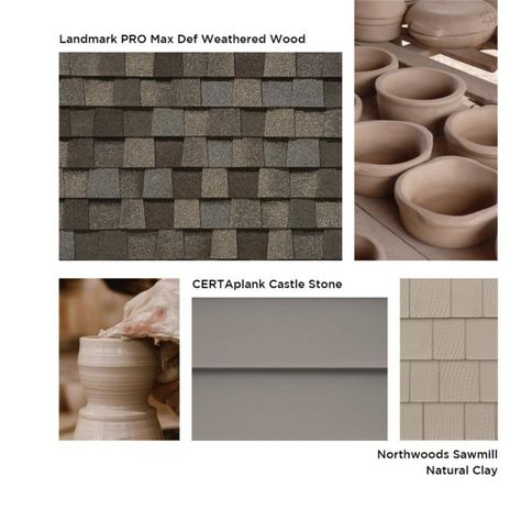 Unleash your creativity with this mood board - Take inspiration from this collection of CertainTeed Siding and Roofing & let the magic begin! Neutral Home Exterior, Exterior Mood Board, Certainteed Siding, Roof Shingle Colors, Shingle Colors, Roof Siding, Wood Roof, Siding Colors, Wood Shingles