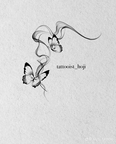 Butterfly Tattoo Words, Dandelion With Butterfly Tattoo, Upper Ribcage Tattoo, Smokey Butterfly Tattoo, Butterfly Lower Back Tattoo, Swirly Tattoo, Butterfly Tattoos Images, Simple Butterfly Tattoo, Tattoo On Arm