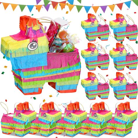 PRICES MAY VARY. Rainbow Donkey Pinata Set: come with 12 pcs Mexican pinatas in cute shapes and bright colors, enough for your daily use and replacement needs as well as sharing needs Easy To Fill: these mini donkey pinata is about 4 x 4 x 2 inches/ 10 x 10 x 5 cm; The inside of the belly is hollow and there is a small slot, can easily be filled with fun goodies like small gifts, small toys, candies, chocolates, or confetti; Note that fillers are not included in the package Fine Workmanship: han Mini Pinatas Favors, Donkey Pinata, Fiesta Party Favors, Kids Birthday Party Decorations, Bulk Party Favors, Mini Donkey, Mexican Party Decorations, Mini Pinatas, Kids Birthday Party Decoration