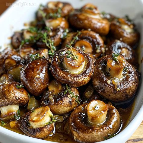 Delicious roasted mushrooms tossed in nutty browned butter with garlic and thyme. A simple yet flavorful side dish or appetizer. Mushrooms As A Side Dish, Roasted Mushrooms Oven, Mushroom Side Dish Recipes, Mushroom Side Dish, Mushroom Side Dishes, Mushroom Varieties, Brown Butter Sauce, Potato Patties, Mushroom Dish