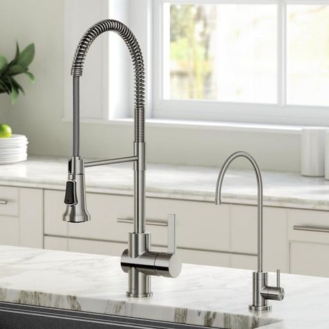 Commercial Style Kitchen, Water Filter Faucet, Faucet Design, Single Handle Kitchen Faucet, Reusable Water Bottles, Water Faucet, Kitchen Sink Faucets, Water Filtration, Water Dispenser