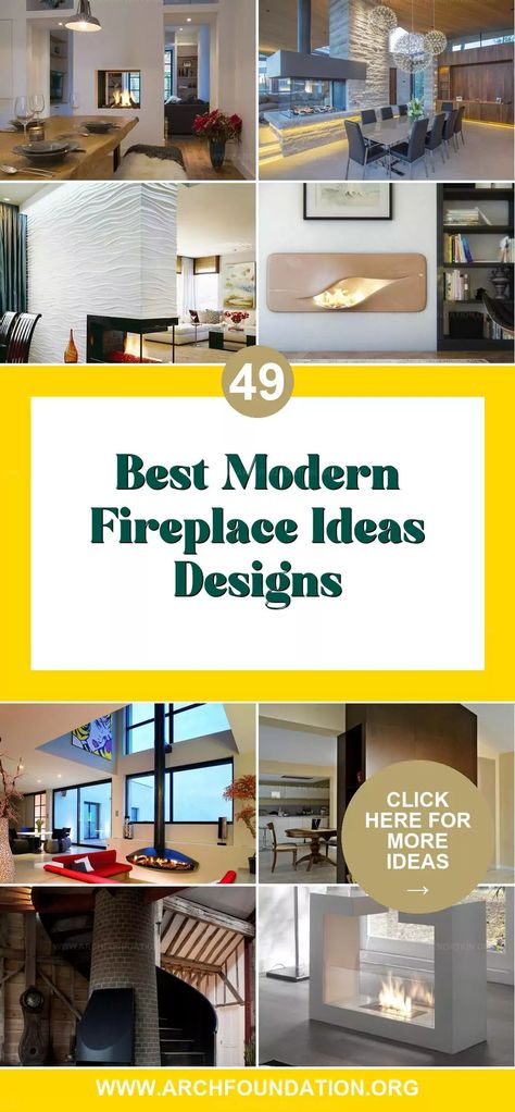 49 Modern Fireplace Ideas to Heat Up Your Home Decor Fireplace Contemporary Design, Modern Tile Fireplace Ideas, Trendy Fireplace Ideas, Fireplace Statement Wall, Minimalist Fireplace Decor, Fireplace Tile Ideas Modern, Feature Fireplace Wall, Fireplace Scandinavian, Contemporary Fireplace Ideas