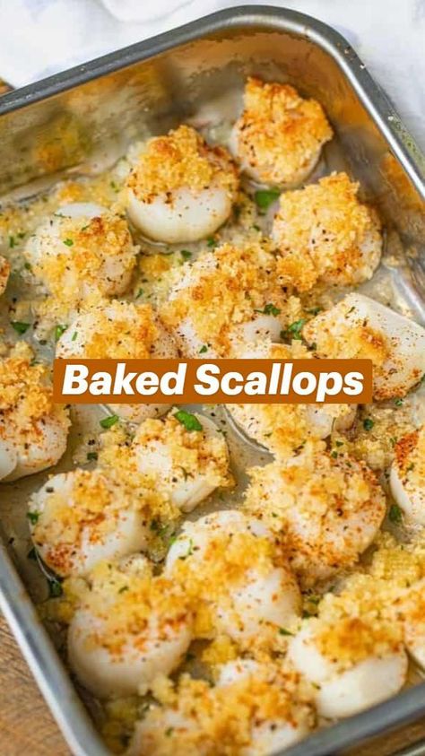 Smoked Scallops, Shrimp And Scallop Recipes, Easy Scallop Recipes, Seafood Dish Recipes, Baked Scallops, Lent Recipes, Confort Food, Seafood Recipes Healthy, Shellfish Recipes