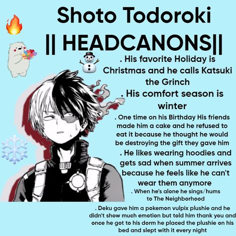 made by me Mha Head Cannons, Soft Mha Headcanons, Todoroki Headcanons, Mha Headcanons, Gamer Boyfriend, Anime Head, Shōnen Manga, Weekly Shonen, Birthday For Him