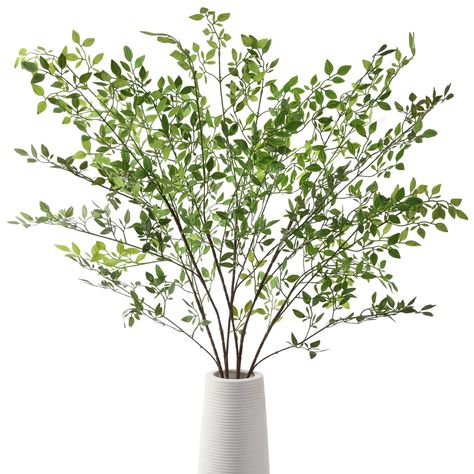 PRICES MAY VARY. MATERIAL: Our green plants are made of superior safety material, they boasts multiple stems and a distinct texture on each leaf. SIZE & PACKAGE : There are 2 faux nandina branches included in the package, which have a collective height of 42.52 inches. MULTI-PURPOSE: Artificial greenery plants serve multiple purposes when it comes to enhancing the ambiance of both indoor and outdoor spaces. Whether it's for birthdays, weddings, anniversaries, or Valentine's Day, they can add a t Faux Greenery In Glass Vase, Target Greenery, Nandina Plant, Coffee Table Pictures, Greenery Plants, Vase With Branches, Window Photography, Artificial Branches, Green Centerpieces