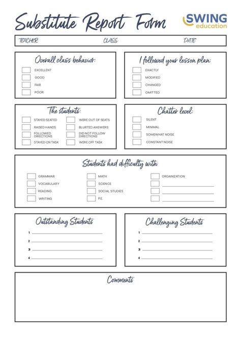 Sub Lesson Plan Template Best Of Substitute Teacher Report Substitute Teacher Report Form Free, Substitute Notes To Teacher, Substitute Teacher Forms, Substitute Plans Template, Substitute Teacher Lesson Plans, Substitute Teacher Resources, Substitute Teacher Tips, Substitute Teacher Binder, Substitute Ideas