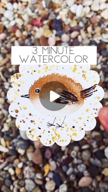 Mary Wu | Aspiring Watercolor & Flower Preservationist on Instagram: "Only 3 minutes to paint this fun and whimsical bird 😁

🖌️full length video with directions for subscribers🖌️

Without birds, where would we have learned that there can be song in the heart? — Hal Borland

Materials used:
detail brushes @goldenmapleart 
Watercolor paint pans @grabieofficial 
Watercolor paper @strathmoreart cut into postage stamp by me
White gouache Himi
Gold watercolor starry set @kuretakejapan 

Yea, in the shadow of thy wings will I make my refuge… Psalm 57:1" Whimsical Bird Art Watercolors, Watercolor Bird Tutorial Step By Step, Watercolor Birds Tutorial, Bird Watercolor Art, Painting Flowers Tutorial, White Gouache, Butterfly Art Painting, Learn Watercolor Painting, Learn Watercolor