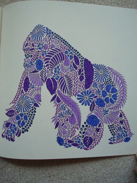 Millie Marotta Tropical Wonderland, Animal Kingdom Colouring Book, Millie Marotta Animal Kingdom, Millie Marotta Coloring Book, Gorilla Tattoo, Gardens Coloring Book, Bubble Painting, Millie Marotta, Princess Coloring