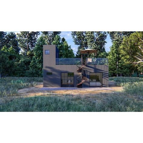 Steel Frame House, Tiny House Layout, Building A Tiny House, Best Tiny House, Tiny House Inspiration, Micro House, Diy Office, Getaway Cabins, Modern Tiny House