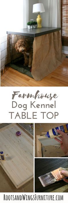 Give your pet kennel Allie Brooke, Dog Kennel Table, Kennel Table, Pet Diys, Sun Dog, Indoor Dog Kennel, Diy Dog Crate, Dog Kennel Cover, Kennel Cover