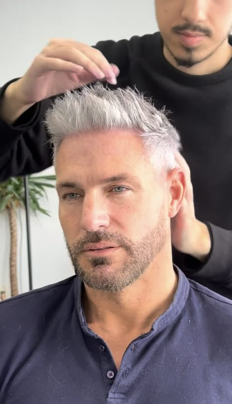 White Hair Men, Crew Cut Haircut, Mens Haircuts Medium, Ducktail Beard, Older Men Haircuts, Older Mens Hairstyles, Mens Haircuts Short Hair, Mens Hairstyles With Beard, Grey Hair Men