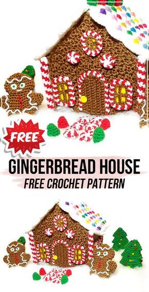 Free Crochet Gingerbread House Patterns, Gingerbread House Crochet, Postbox Toppers, Crochet Gingerbread House, Xmas Decorations To Make, Aesthetic Crochet Patterns, Crocheting For Beginners, Crochet Gingerbread, Gingerbread House Patterns