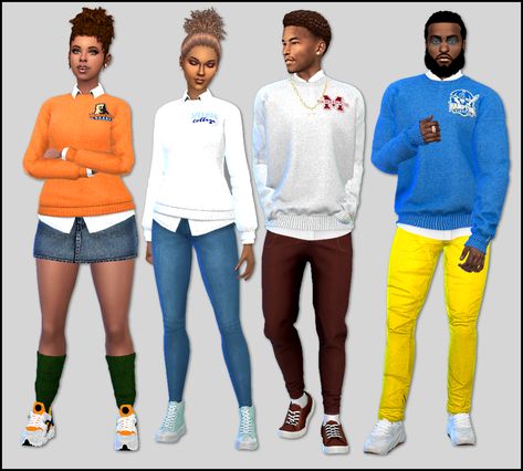 sims 4 cc // custom content clothing // #sims4cc #sims4customcontent #ts4cc #blacksimmer // hbcu clothing // Discover University Sims 4 University Cc, Sims 4 University, Sims 4 College, University Clothes, Clothes Cc, Play Sims 4, Sims 4 Children, University Outfit, Play Sims