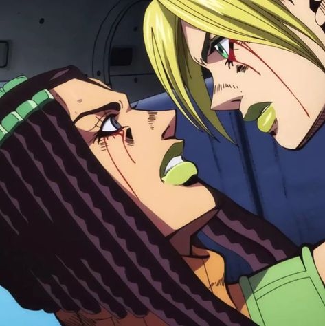 Hermes X Jolyne Fanart, Jolyne X Ermes Jojo, Jjba Screencaps, Jolyne X Hermes, Jjba Pfp, Adventure Picture, Icon Gif, Stone Ocean, Jojo Parts