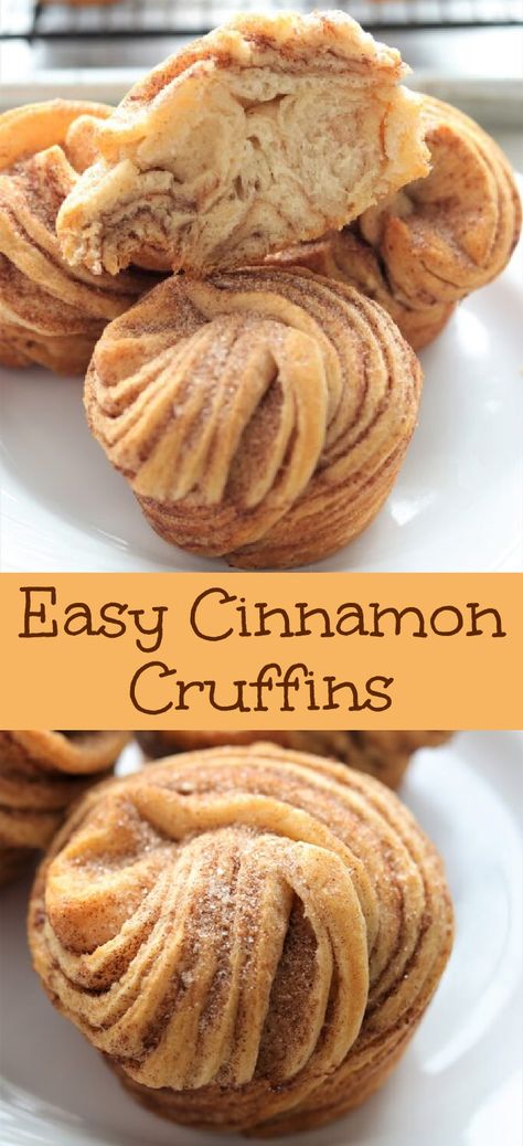 Pillsbury Quick Bread Mix Recipes, Desserts Made With Croissants, Quick Breakfast Ideas Sweet, Homemade Breakfast Baked Goods, Pillsbury Croissant Dessert Recipes, Cinnamon Sugar Cruffins Recipe, Home Made Baked Goods, Cinnamon Cruffins Recipe, Recipes With Crescent Dough