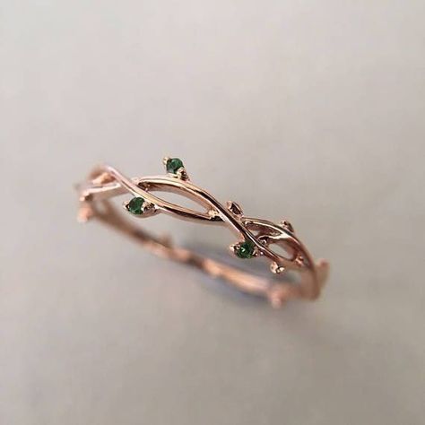 Rose Gold Emerald Ring, Ring Tree, Smaragd Ring, Emerald Band, Ring Rosegold, Ring Rose Gold, Rose Gold Band, Cute Rings, Pretty Rings