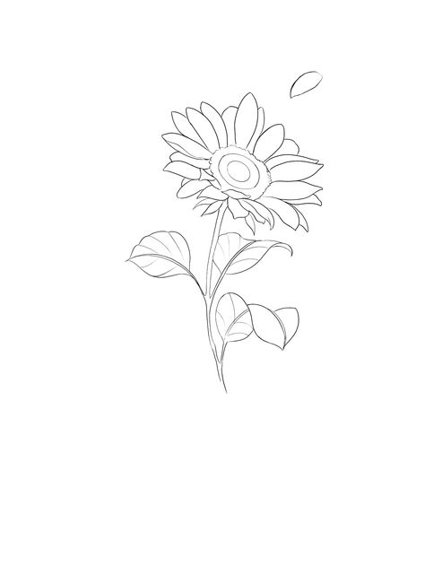 Sun Flower Line Drawing, Sunflower Fine Line Drawing, Outline Sunflower Tattoo, Line Work Sunflower Tattoo, Sunflower Fine Line Tattoo, Girasoles Tattoo, Sunflower Line Drawing, Fine Line Sunflower Tattoo, Sunflower Tattoo Stencil