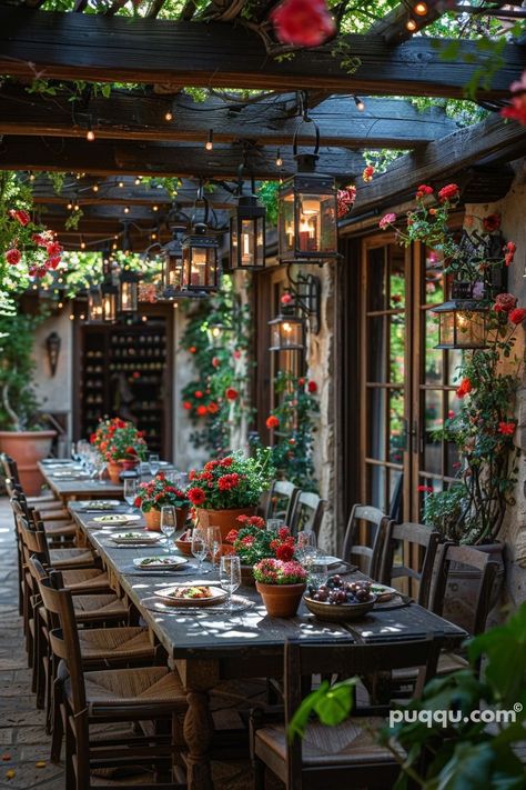 Outdoor Tuscan Patio: Bringing the Charm of Tuscany to Your Backyard - Puqqu House Front Garden, Front Yard Gardening Ideas, Front Garden Design Ideas, Tuscan Patio, Italian Patio, Rustic Tableware, Garden Landscaping Ideas, Court Yard, Front Garden Design