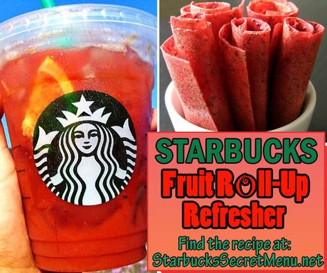 Here's a great new drink that uses Starbucks newest Refresher, the Valencia Orange! It's being shared here courtesy of Barista Christian M of Knoxville, Tennessee. The drink is sweet and fruity, just like a Fruit Roll Up! Strawberry Refresher, Fruit Drinks Recipes, Starbucks Ideas, Starbucks Flavors, Starbucks Secret Menu Recipes, Starbucks Orders, Star Bucks, Starbucks Drinks Diy, Secret Starbucks Recipes