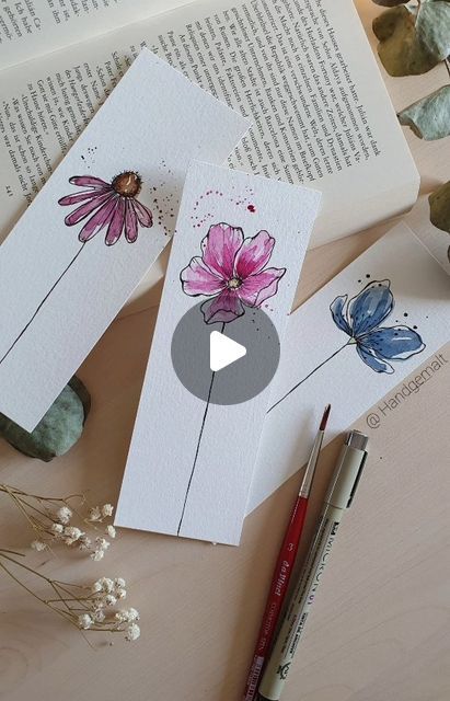 195K views · 14K likes | Anastasia Sälinger on Instagram: "New Video-Tutorial: How to make your own bookmarks... 🥰💕 Have a nice weekend!  . . . #flowerdoodle #dailydoodles #flowerdoodles #flowerdrawing #watercolor_art #botanicalwatercolor #watercolorflorals #watercolourpaintings #watercolorartists #watercolorartwork #watercolor_blog #watercolor_guide #watercolour_channel #watercolorstudy #watercolourist #littleflowers #waterblog #watercolorsketch #watercolorartist #watercolourart #watercolorblog #dailywatercolour #watercolorpalette #doodleartist #watercolourpaint #doodlesketch #worksonpaper #watercoloursbstract #watercolorpaper #abstractwatercolor" Make Your Own Bookmarks, Watercolor Guide, Watercolor Blog, Have A Nice Weekend, Watercolor Bookmarks, Nice Weekend, Watercolor Palette, Watercolor Artists, Botanical Watercolor