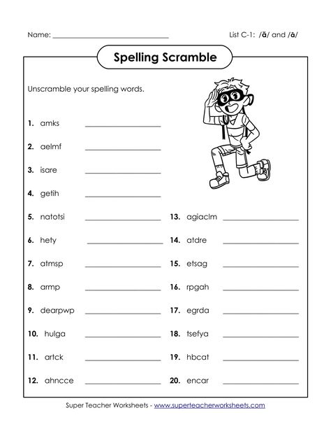 Unscramble Words Worksheets, Sentence Scramble Worksheets, Scramble Words Worksheet, Words Their Way Spelling Inventory, All About Spelling, Spelling Words, Distance Learning, Word Search Puzzle