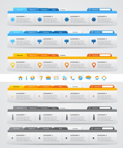 Navigation Menus for Website. Set of website design elements - navigations bars , #AD, #Set, #website, #Website, #Navigation, #Menus #ad Computer Template, Website Navigation, Logo Design Color Palette, Data Visualization Infographic, Tab Design, Navigation Bar, Ui Elements, Stock Photography Free, Free Vector Graphics