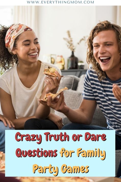 fun time Questions For Family, Truth Or Dare Questions, Dare Questions, Crazy Games, Truth Or Dare, Family Party Games, Fun Family Activities, Family Party, Family Parties