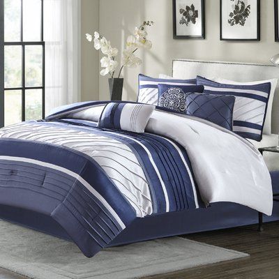 Elegant Bedding Sets, Gray Upholstered Headboard, Luxury Comforter Sets, Home Essence, Blue Comforter Sets, Blue Comforter, King Comforter Sets, Madison Park, Queen Comforter Sets