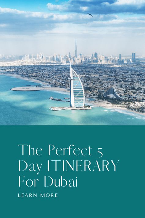 Are you heading to Dubai soon? This amazing city has so much to see and do that it can be a little overwhelming. Get this 5 day Itinerary to help you plan your Dubai adventures Dubai 5 Days Itinerary, Dubai Itinerary, Dubai Guide, Dubai Holiday, Uae Travel, Dubai Trip, Dubai Travel Guide, Dubai Attractions, Dubai Holidays