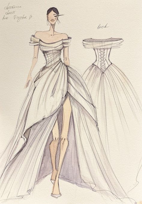 Custom wedding dress Satin wedding dress -  #Custom #Dress #Satin #Wedding Interesting Dresses Designs, Dresses Tops Styles, Fashion Designing Dresses, Ballroom Dress Drawing, Backless Dress Drawing, How To Make Wedding Dress, Gold Dress Drawing, Flower Dress Design Drawing, How To Draw Fashion Sketches