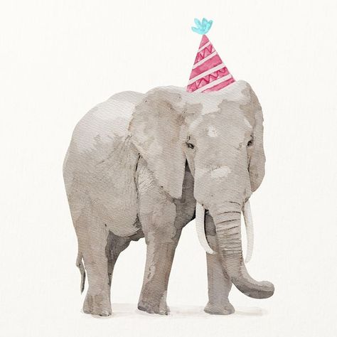 Wildlife animal illustration collection with party | Free Photo Illustration - rawpixel Animal Party Hats, Zoo Animal Party, Giraffe Images, Giraffe Drawing, Giraffe Illustration, Animals Party, Animal Party Theme, Elephant Illustration, Elephant Party