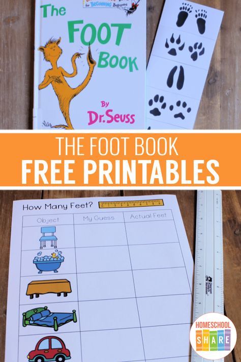 The Foot Book Activities, Dr Seuss Game, Dr Seuss Preschool Activities, Dr Seuss Preschool, Book Printables, Dr Seuss Activities, Dr Seuss Crafts, Seuss Crafts, Dr Seuss Day