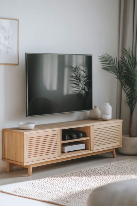 tv stand for modern living room Small Apartment Tv Stand, Small Apartment Tv, Apartment Tv Stand, Modern Media Center, Apartment Tv, Tv Stand Ideas, Tv Hacks, Farmhouse Designs, Wooden Tv Stands