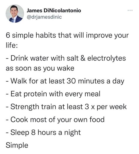 Dr. James DiNicolantonio on Instagram: “Drop a 💯 if you agree. Check out my book WIN on Amazon to get the guide on diet & exercise. @drjamesdinic What you will learn and what is…” Dr James Dinicolantonio, James Dinicolantonio, Best Salt, Electrolyte Water, Plain Water, Healthy Food Motivation, Self Confidence Tips, Gym Stuff, June 2022