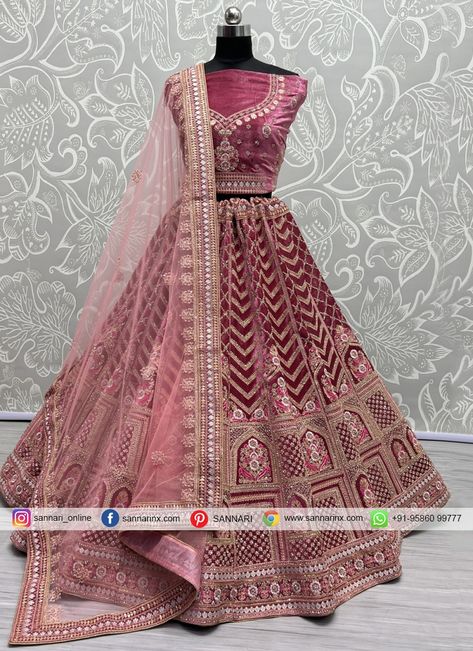 Latest Thread Work Trendy Lehenga Choli Sequins Lehenga Choli, Trendy Lehenga, Mauve Velvet, Engagement Lehenga, Dori Work, White Lehenga, Velvet Lehenga, Indian Women Painting, Indian Bride Outfits