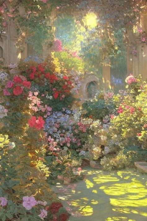 Ethereal Painting Aesthetic, Aprilcore Aesthetic, Krenz Cushart, Pearl Aesthetic, Color Theory Art, Rococo Art, Art Assignments, Ray Of Light, Garden Painting