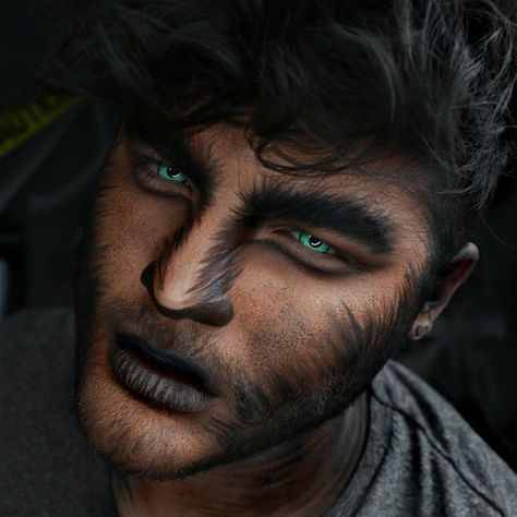 creepy + cool Halloween looks | wolf costume makeup for men Werewolf Makeup Men, Wolf Makeup Man, Wolf Makeup Male, Wolf Costume Makeup, Mens Halloween Makeup, Werewolf Makeup, Wolf Makeup, Makeup Zombie, Werewolf Costume