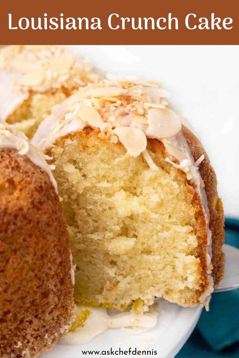 Southern Coconut Cake Recipe, Louisiana Crunch Cake, Dinner Potluck, Moist Yellow Cakes, Kentucky Butter Cake, Coconut Cake Recipe, Southern Desserts, Crunch Cake, Vanilla Glaze