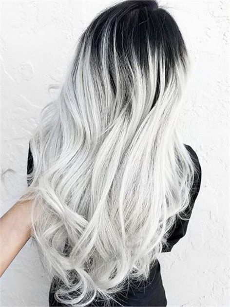 These 25 Silver and Platinum Looks Will Have You on Cloud Nine - Hair Color - Modern Salon White Hair Dark Roots, Ombre Silver Hair, Pretty Gray Hair, Sterling Archer, Silver Ombre Hair, Trendy We Fryzurach, Grey Ombre Hair, Bleach Blonde Hair, Silver Hair Color