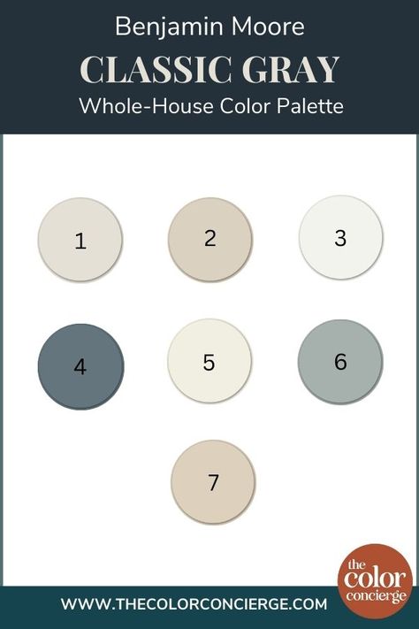 Classic Gray Color Palette, Colors That Compliment Grey, Best Colors For Kitchen Cabinets, Best Colors For Kitchen, House Color Schemes Interior, Benjamin Moore Edgecomb Gray, Colors For Kitchen Cabinets, Benjamin Moore Grey Owl, Benjamin Moore Classic Gray