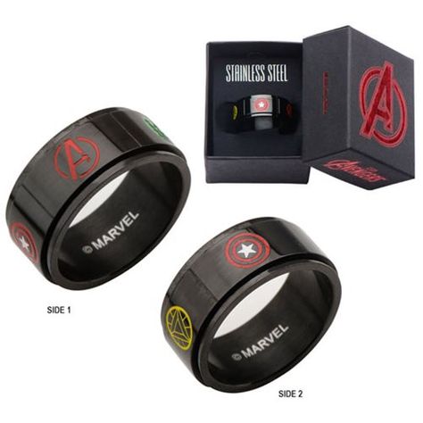 Avengers Characters Logo Spinner Stainless Steel Ring Marvel Jewelry, Marvel Fashion, Avengers Characters, Marvel Clothes, Marvel Merchandise, Gold Diamond Wedding Band, Marvel Jokes, Stainless Steel Ring, Marvel Funny