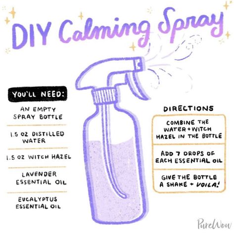 DIY homemade calming spray Aura Cleansing Spray, Essential Oil Spray Recipes, Aura Spray, Smudge Spray, Cleansing Spray, Calming Essential Oils, Essential Oil Spray, Deep Breaths, Essential Oil Blends Recipes