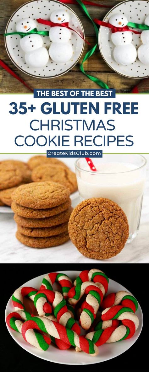 We’ve gathered the BEST of the BEST Gluten Free Christmas Cookie Recipes so your family and friends can enjoy delicious holiday cookies using gluten free ingredients. You are set with every cookie recipe you’ll ever need for your next cookie exchange, holiday work party or family gathering with this collection. All festive and flavorful, each cookie leaves the crowd wondering “Is this really gluten-free?”. Gluten Free Desserts For Christmas, Christmas Cookies Gluten Free Dairy Free, Gluten Free Cookie Exchange Recipes, Dairy And Gluten Free Gingerbread Cookies, Gluten Free Peppermint Cookies, Easy Gluten Free Christmas Cookies, Gluten Free Nut Free Christmas Cookies, Gluten Free Dairy Free Christmas Cookie Recipes, Gf Christmas Cookies