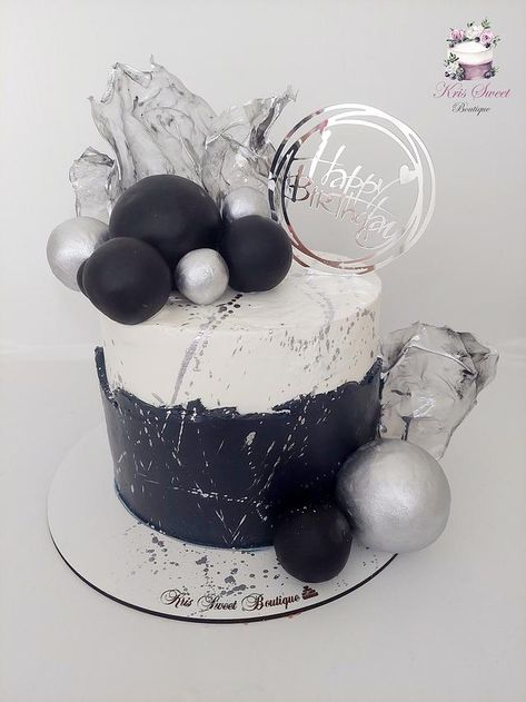 Disco Cake, Birthday Cake For Him, White Cakes, Silver Cake, Cake Business, New Cake, Birthday Decor, White Cake, Cake Art