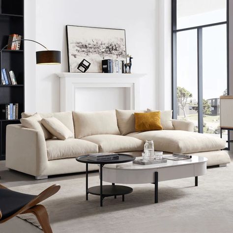 Feathers Sectional | Valyou Furniture Feathers Sectional, Beige Couch, Grey Sectional, Sofa With Chaise, Marble Side Tables, Contemporary Sofa, Italian Designer, Australia Living, High Quality Furniture