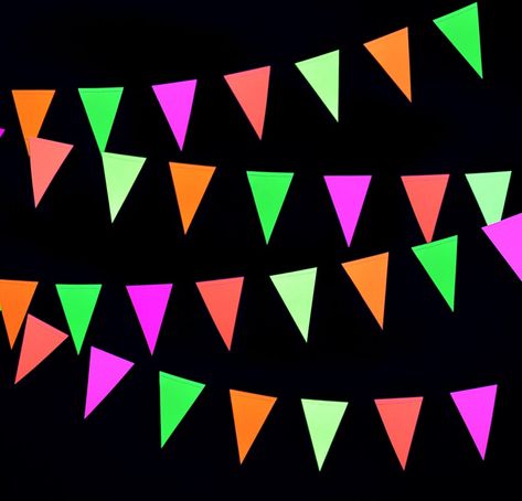 78ft Neon Paper Pennant Banner Hanging Decorations for | Etsy Wedding Decorations Black, Decorations For Birthday Party, Paper Pennant, Neon Party Supplies, Glow Birthday Party, Neon Birthday, Blacklight Party, Glow Birthday, Pennant Banner