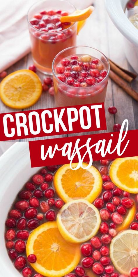 Wassail Recipe Traditional, Crockpot Wassail Recipe, Crockpot Wassail, Cranberry Wassail, Easy Christmas Drink Recipes, Wassail Recipe Crockpot, Wassil Recipe, Holiday Crockpot, Easy Christmas Drinks