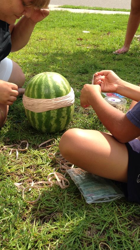 Watermelon Rubber Band Challenge, Friend Stuff, Summer Bucket Lists, Summer Lovin, Summer Bucket, Rubber Bands, Summer Camp, Summer Vibes, Watermelon