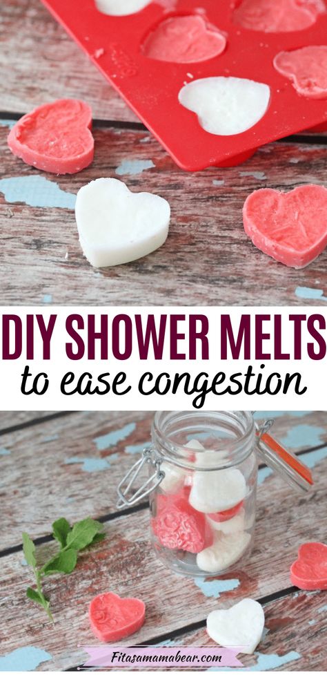 Have these DIY shower melts recipes on hand for when a cold hits! Made with only four ingredients, these homemade shower melts for congestion are made without citric acid and help ease tension and congestion @fitasamamabear #diy #diyrecipe #essentialoils #naturalliving Diy Shower Melts, Shower Steamers Diy, Natural Remedies For Congestion, Fire Cider Recipe, Shower Melts, Wintergreen Essential Oil, Melt Recipe, Cider Recipe, Diy Shower