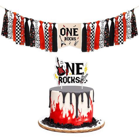 Born To Rock Party, Rock And Roll Theme, First Birthday Theme Boy, 1st Birthday Party Decor, Born To Rock, Rock And Roll Birthday, Party Photo Booth Props, Rock Cake, 1st Birthday Party Themes